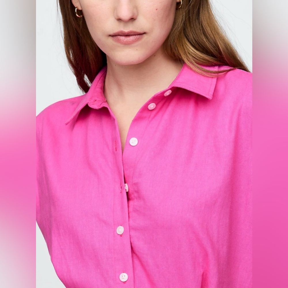Tommy Bahama Pink Linen Button-Up Shirt